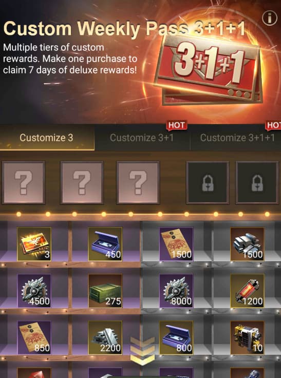 [New Upgrade] Custom Weekly Pass 3+1+1 Rewards Upgrade - Last Shelter ...